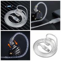 Silver-Plated KZ Headphones Cable Gold-plated Pin High-purity KZ Type-C Cord With Mic 0.75MM 2PIN Earphone Wire