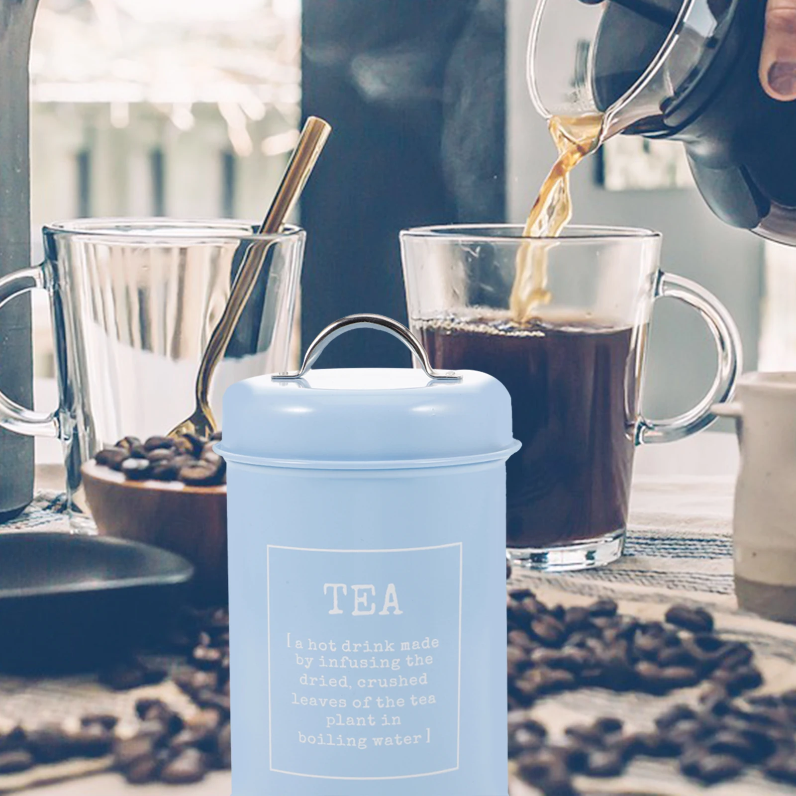 

Tea Metal Sealed Storage Container Jar Leaf Kitchen Canisters Coffee Bean Office Multi Function Dry Food Snacks