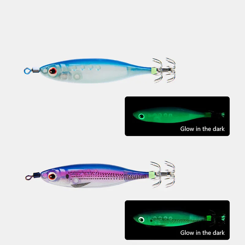 1PCS Sea Squid Catching Rig Floating Squid Jig Artificial Shrimp Fishing Lure Squid Hook Luminous Octopus Cuttlefish Bait