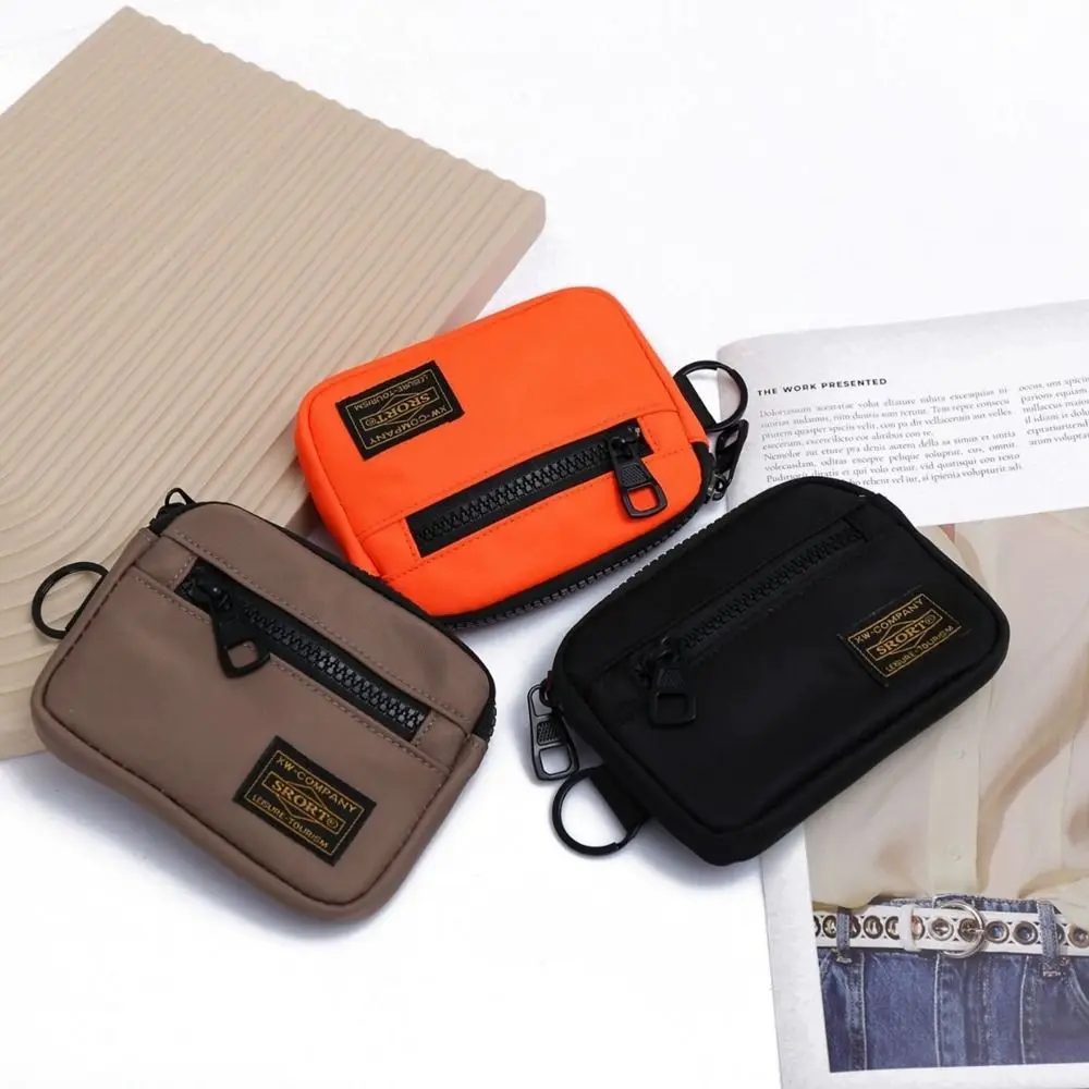 Square Portable Canvas Coin Purse Card Holder Korean Style Zipper Short Wallet Oxford Cloth Zipper Pouch Men Wallet Girls