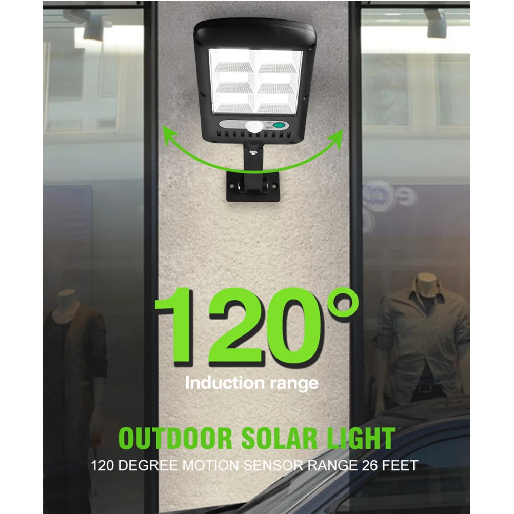 

120LED Solar Street Light Outdoor Motion Sensor Lamp Waterproof Garden Lighting for Yard Pathway Decoration Bracket Light