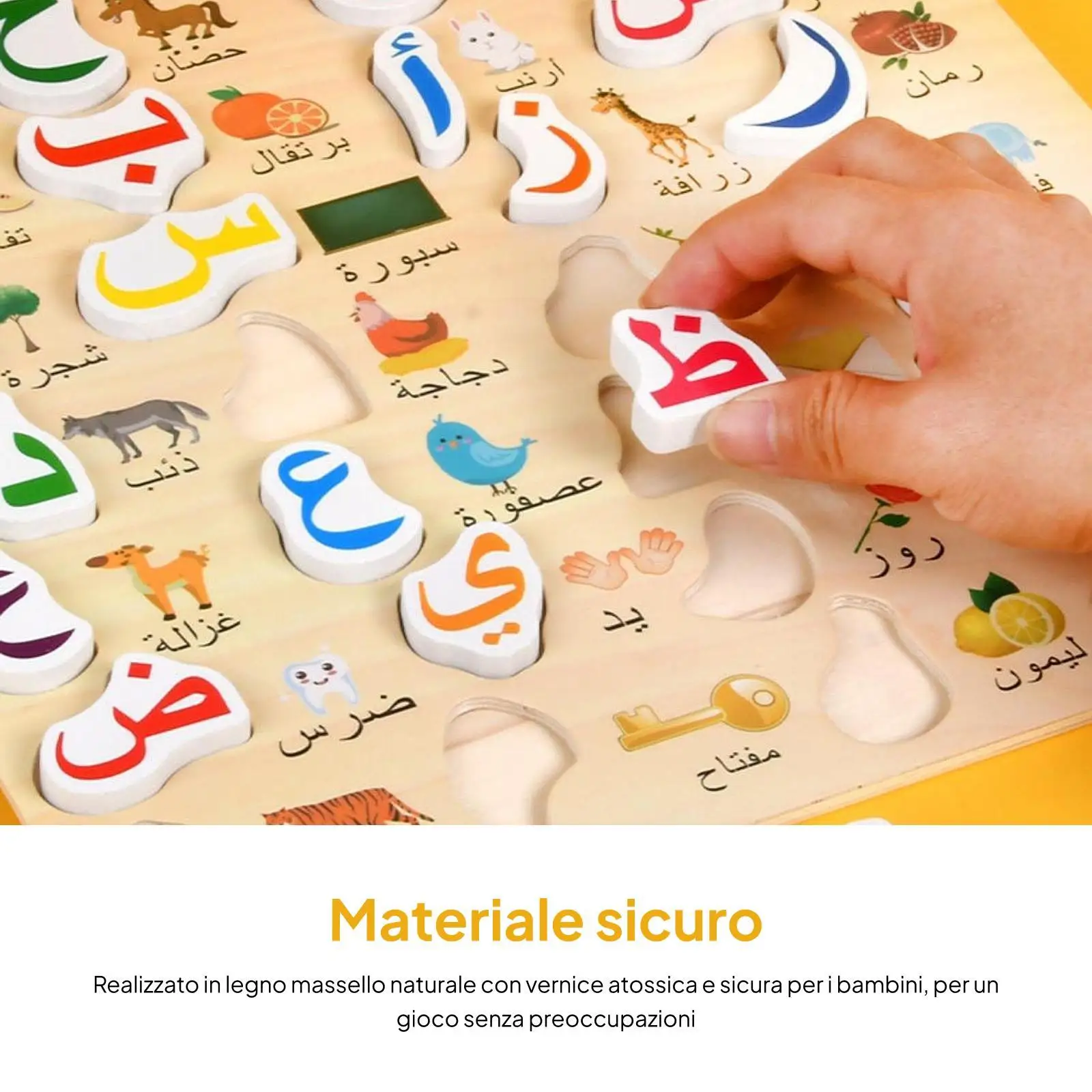 Arabic Alphabet Puzzle Wooden Jigsaw Educational Learning Toy for Kids Cognitive Skill Development Children