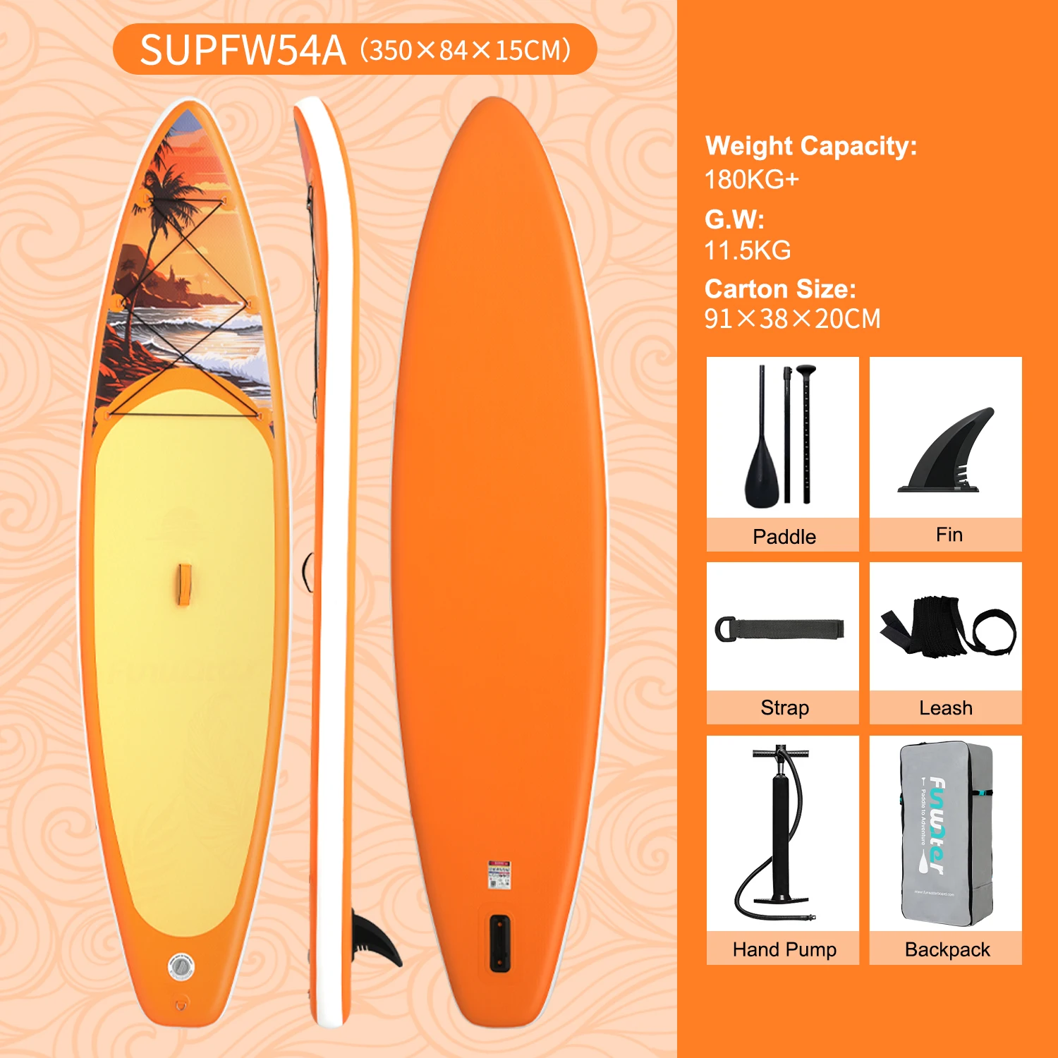 FunWater Stand Up Paddle Board Opblaasbaar Paddleboard Surfplank Surf Sup Board Antislip Watersport Paddleboard