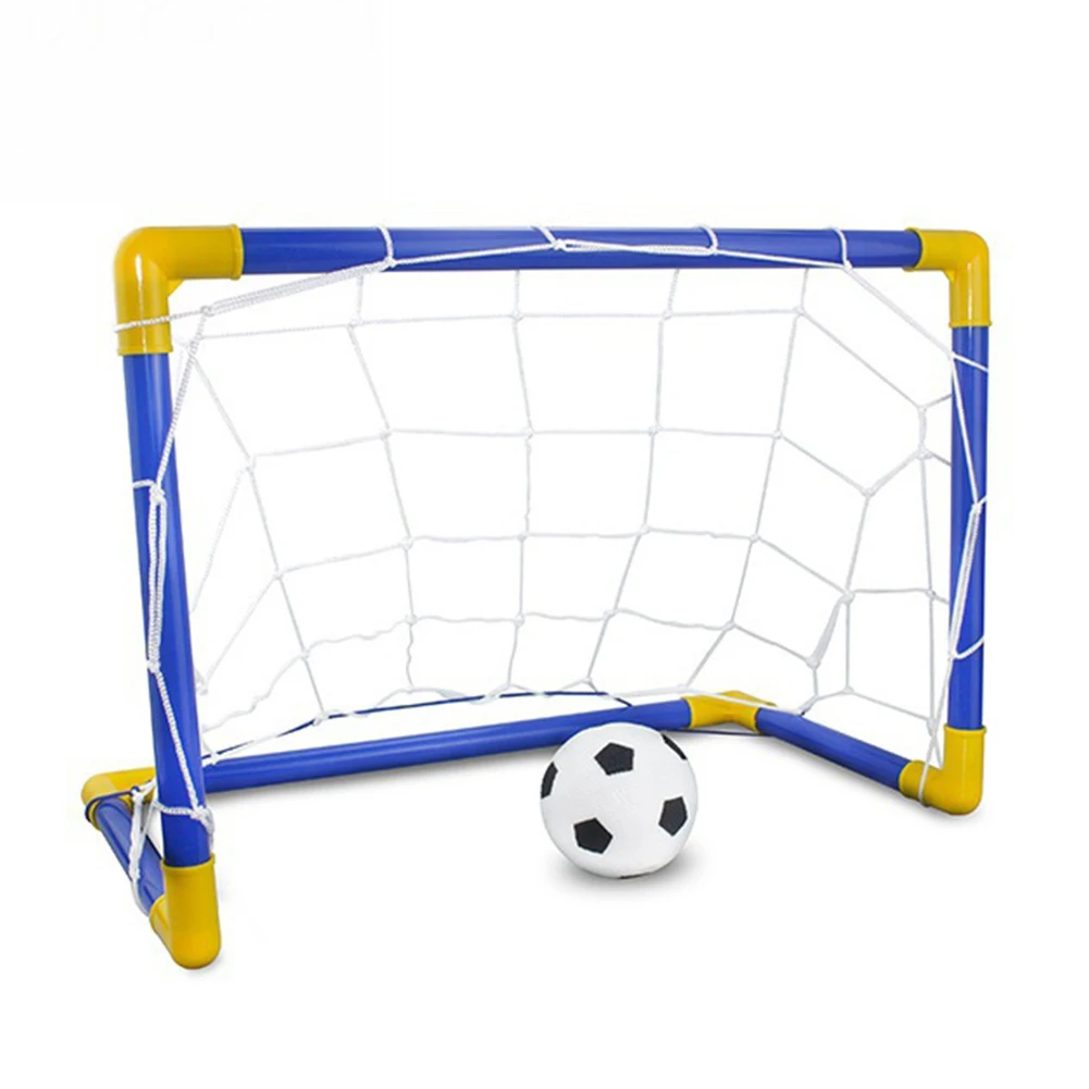 Foldable Boys Soccer Toys Training Practice Soccer Ball Goal Post Net with Pump Football Goal Post Net Indoor Outdoor Games Kits
