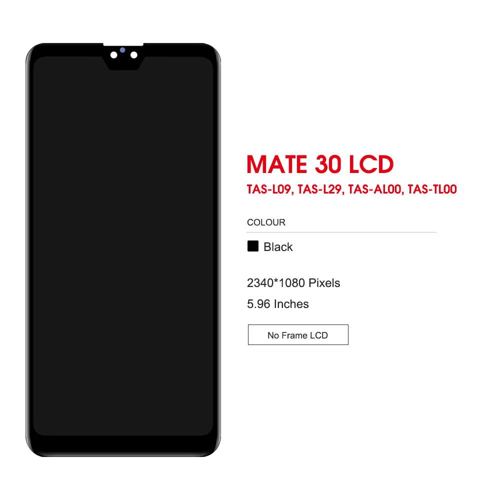 6.62'' OLED For Huawei Mate 30 TAS-L09 TAS-L29 TAS-TL00 AL00 LCD Display Touch Screen Digitizer Assembly Mate 30 Display Screen