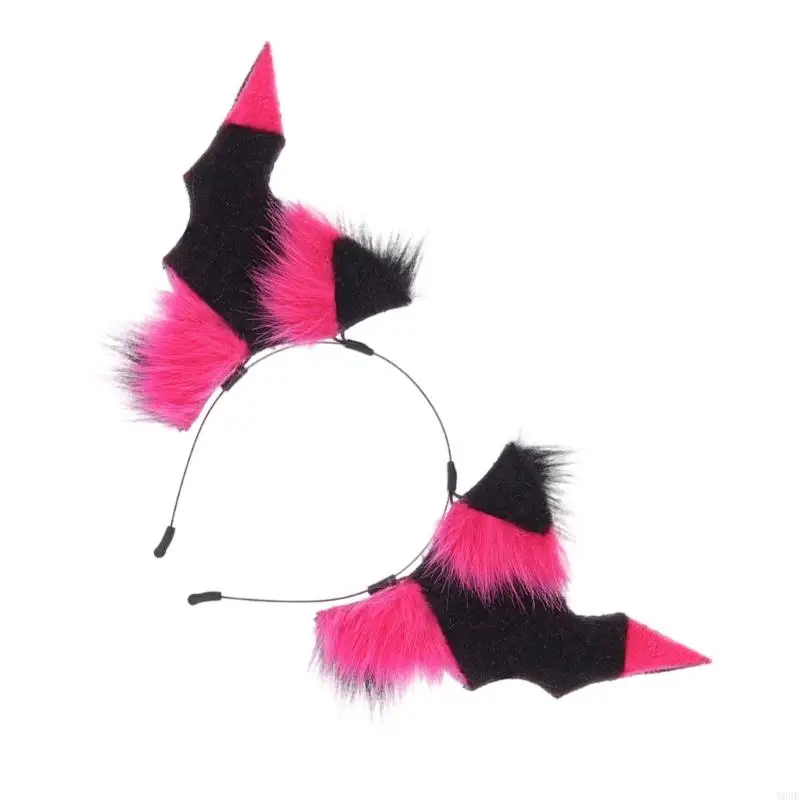 Leichter Plüsch-Haarschmuck aus dämonischem Horn, schwarzes Fledermaus-Querruder-Haarband, für Cosplay und Festival-Feier – Detail 9