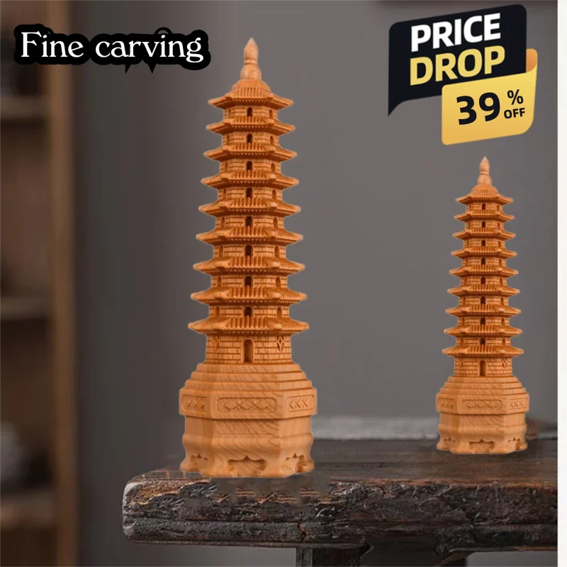 

wood carving Wenchang Tower decorative ornaments Chinese traditional culture Home Study Room Office Wealth Luck Feng Shui Decor
