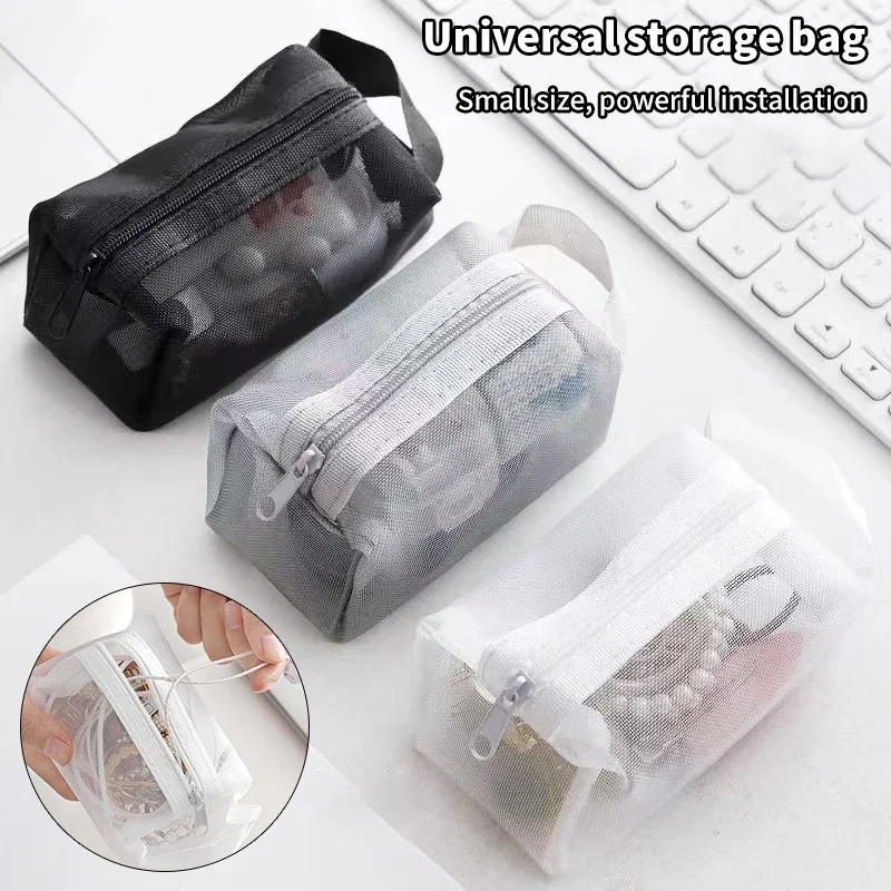

1 шт., портативная дорожная сетчатая косметичка на молнии, женский органайзер для макияжа, сумка для хранения туалетных принадлежностей