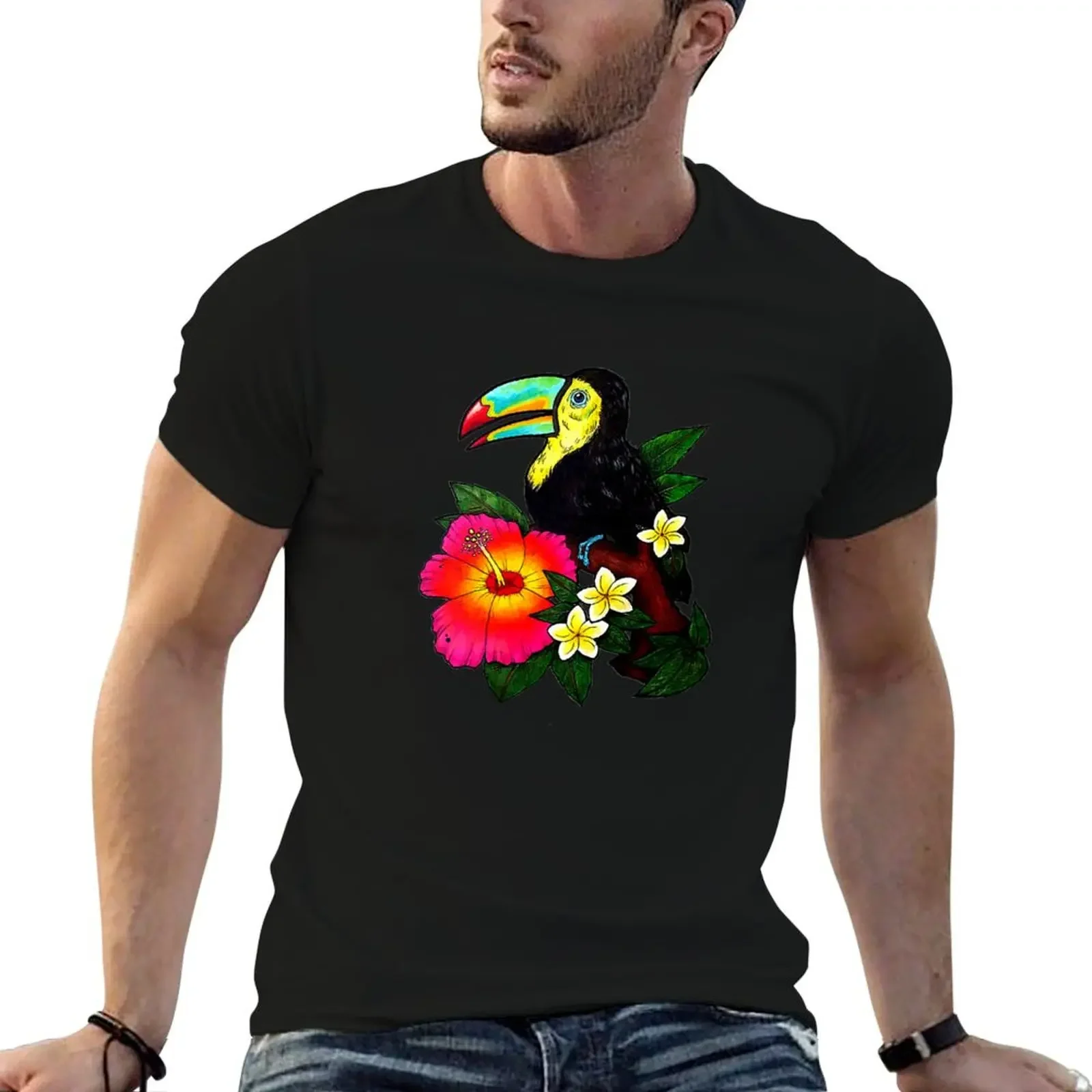 Tropical Toucan (Colour) T-Shirt oversized graphic tee graphic tee shirt sublime mens cotton t shirts