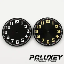 33.5mm Pilot Style Classic Black Watch Dial Fit NH35 4R35 NH36 4R36 Arabic Numerals Watch Faces Modified Watch Accessories