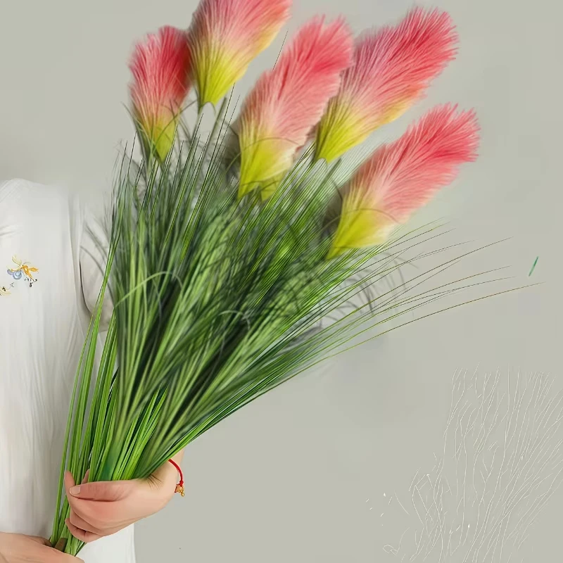 Neuer gefälschter Schilfrohrstrauß aus Seide, Zwiebelgras, große künstliche Pflanze, Ernte, Hochzeitsblume, Herbstpflanzen für Zuhause, Zimmer, Party-Dekoration