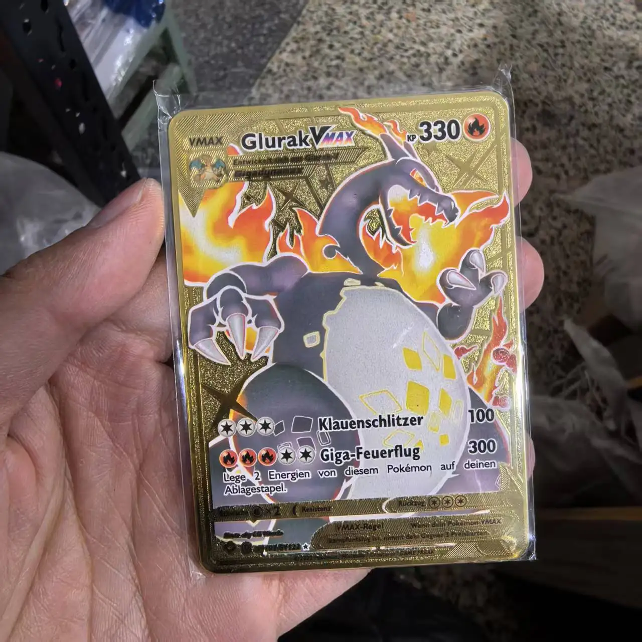 Pokemon-Metallkarten im Deutsch Terastal Pikachu Arceus Charizard DIY Trading Flash Card Anime Cartoon Geschenk