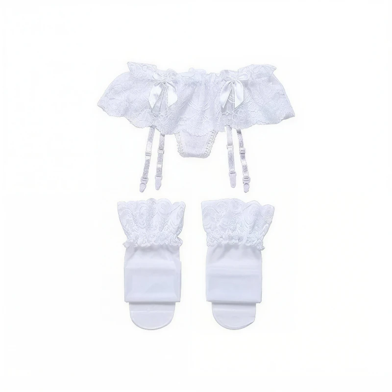 Women Lace Garter Belt And Stockings Set Jacquard Suspenders Panty Satin Bow Mini Skirt Hosiery Mesh Lingerie Pantyhose Womens, image 7