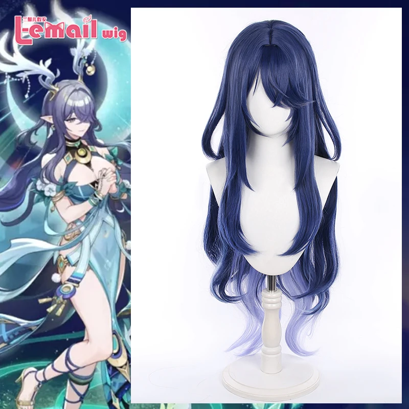 

L-email wig Synthetic Hair Genshin Impact Lauma Cosplay Wigs 85cm Gradient Color Long Women Wig Heat Resistant Wig