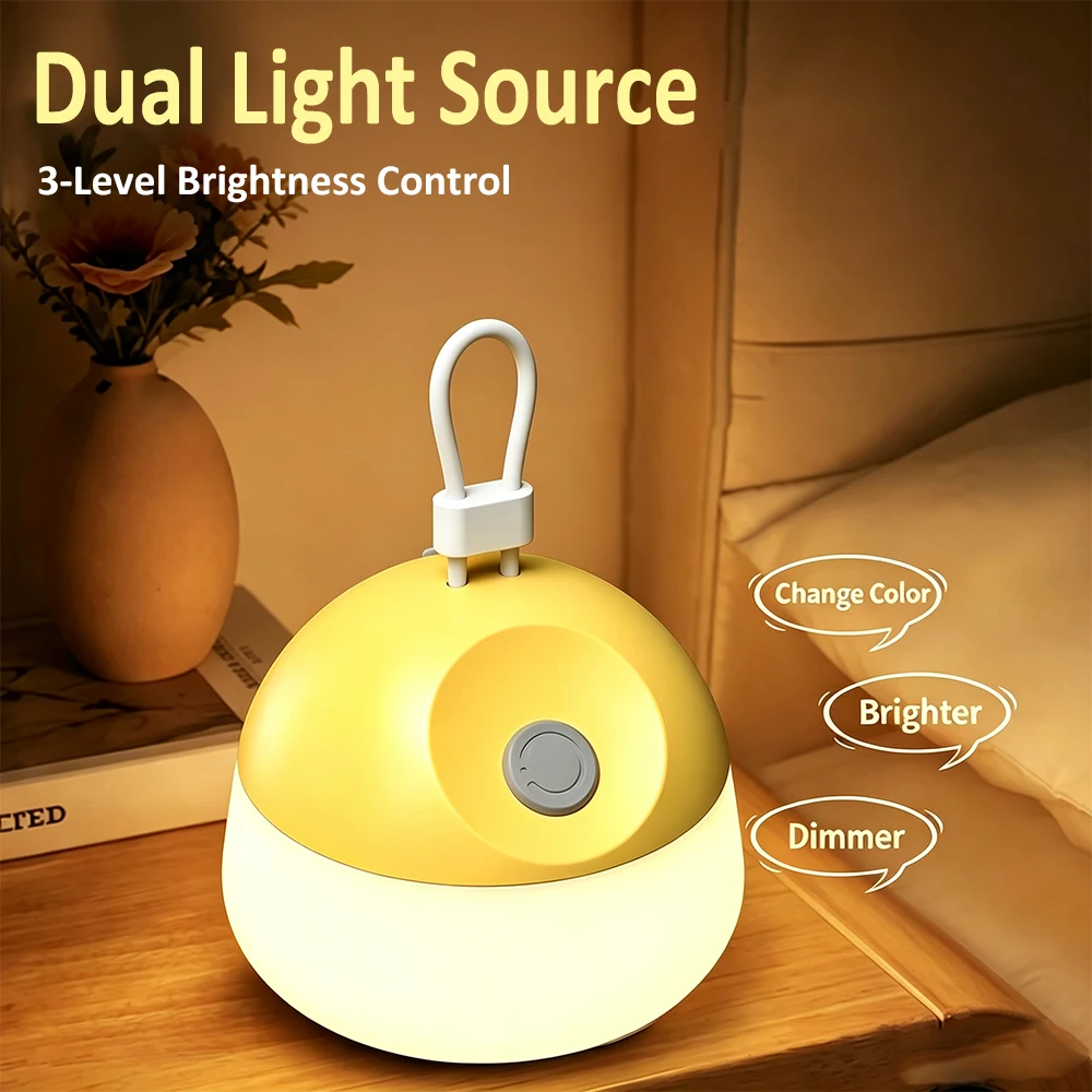 Rechargeable LED Camping Light Portable Hanging Tent Lantern 3‑Modes Dimmable Type‑C Charging Night Lamp for Camping Emergency