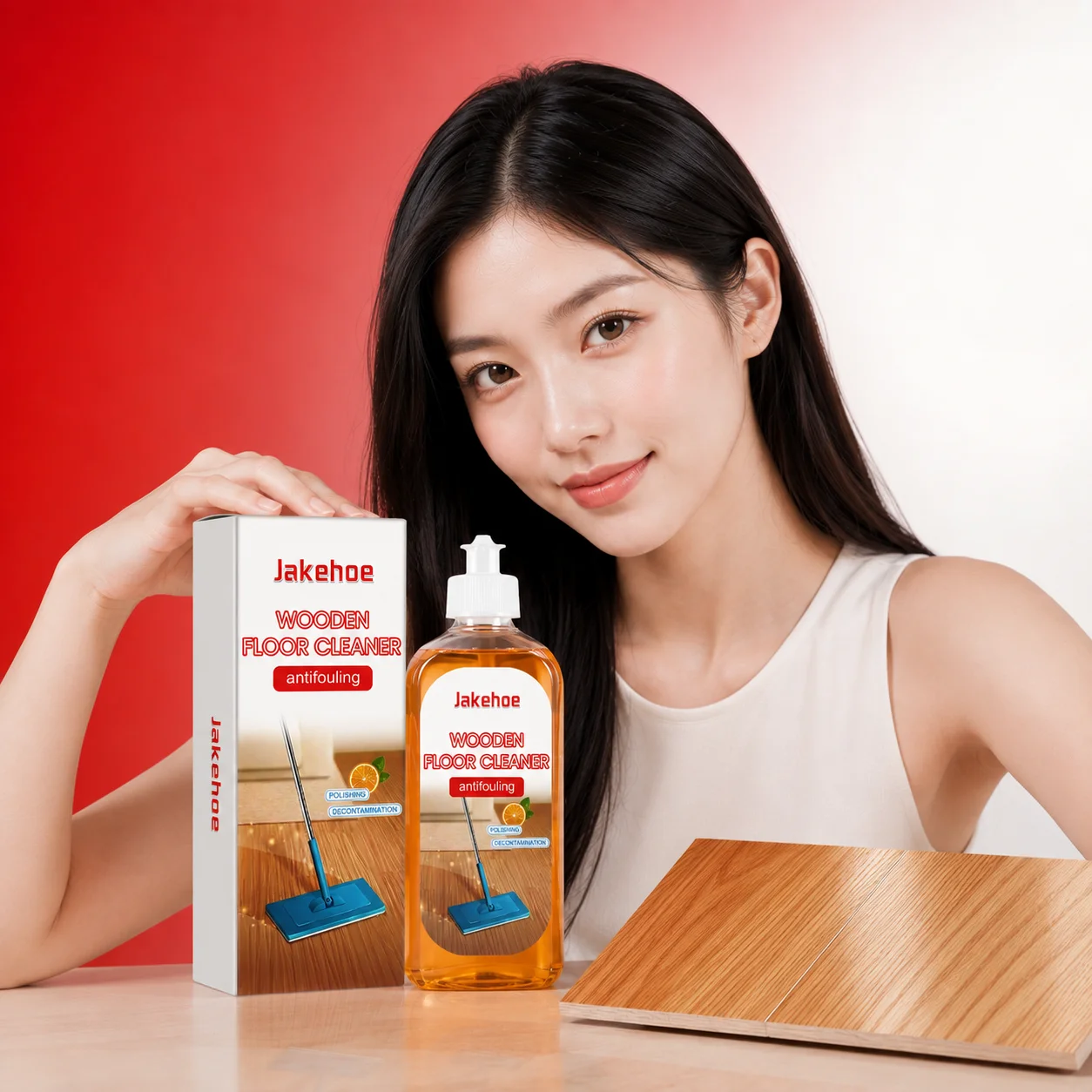 Jakehoe Wooden Floor Cleaner Deep Stain Removal Restore Floor Shine Wood Surface Protection Stain‑Removing Floor Cleaner 100ml