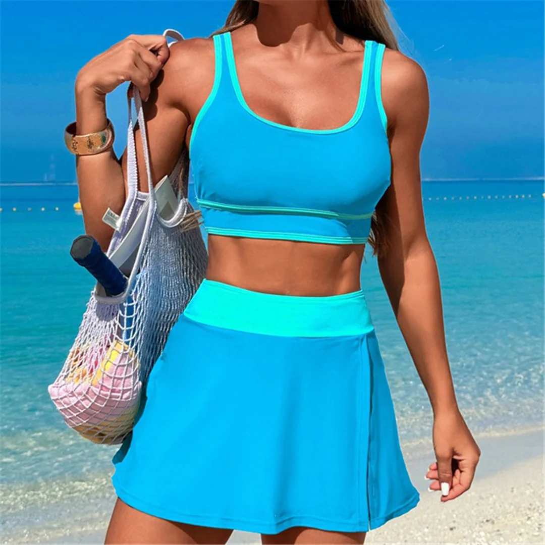 S - XL, 10 Farben, zweiteiliger Badeanzug für Damen, hoch geschnittener Bikini, zweiteiliges Bikini-Set, Damen-Badebekleidung, Badeanzug, Schwimmanzug V6998 – Detail 22