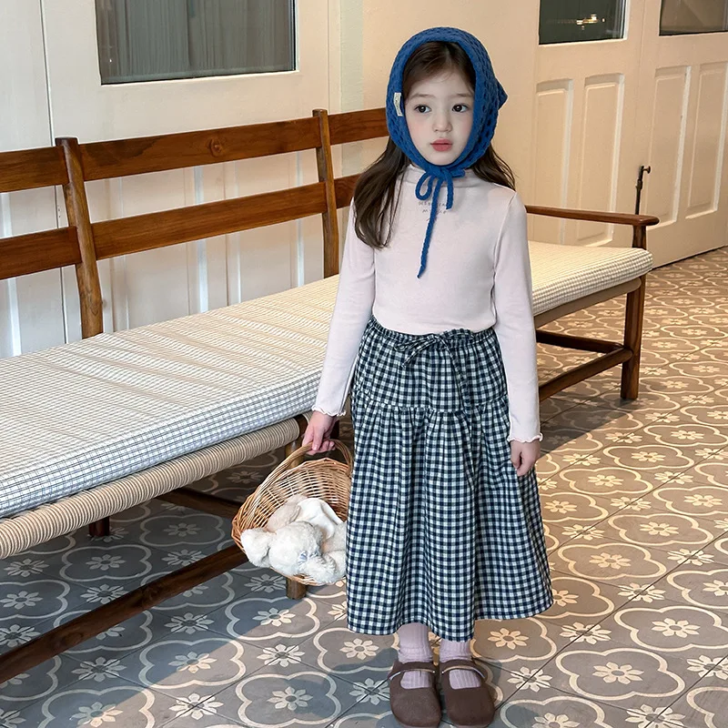 Undershirt Top Cashmere Lace Easy Matching Child Sweet Fashionable Comfortable Autumn Cotton Long Sleeves Stretch Layered