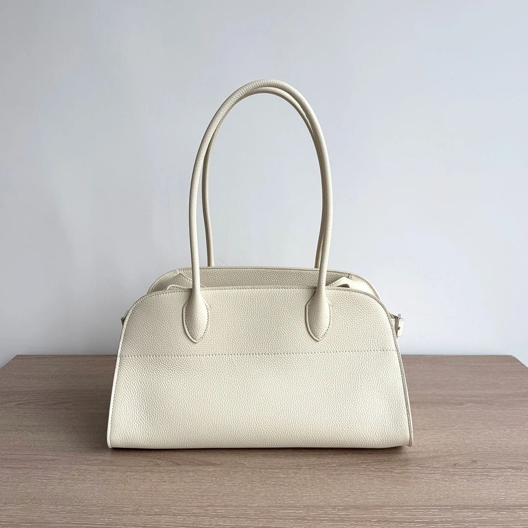 Mendy Genuine Leather Women Handbag Litchi Grain Shell Bag Top Handle Clamshell Shoulder Purse Luxury Designer Elegant Commute