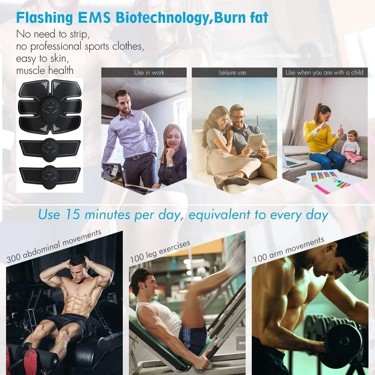 Body Fitness EMS Trainer ABS Muscle Stimulator, Weight Loss Abdominal Trainers for Abdomen/Arm/Leg Training Men and Women