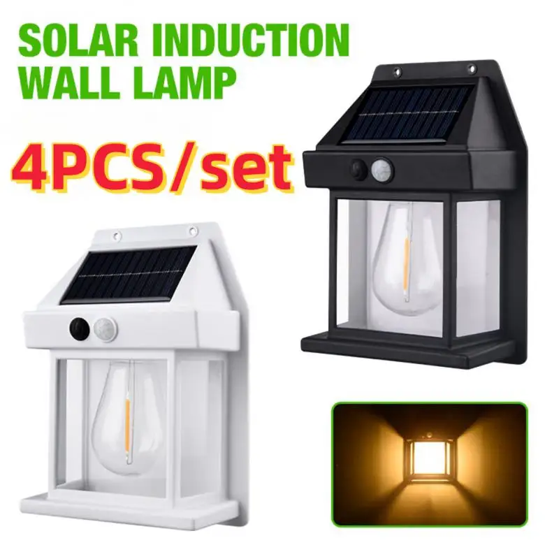 

Outdoor Solar Wall Lamp Waterproof Tungsten Filament Lamp Induction Lamp Household Garden Wall Light Villa Lighting Night Light