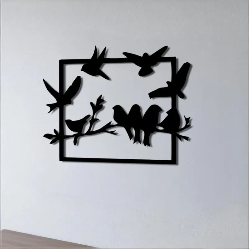 1PC Bird & Branch Iron Wall Sculpture, Lifelike Swallow Silhouette for Home Decor, Modern Minimalist Wall Art,