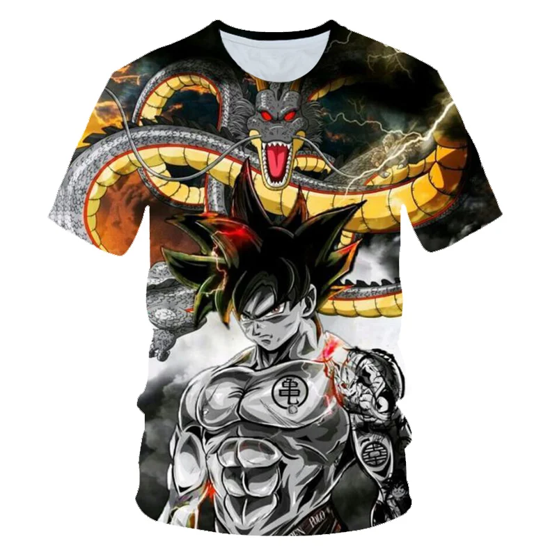 Camiseta Dragon Ball adulto camiseta anime personagem Son Goku Super Saiyan Camiseta menino roupas infantis camiseta de verão