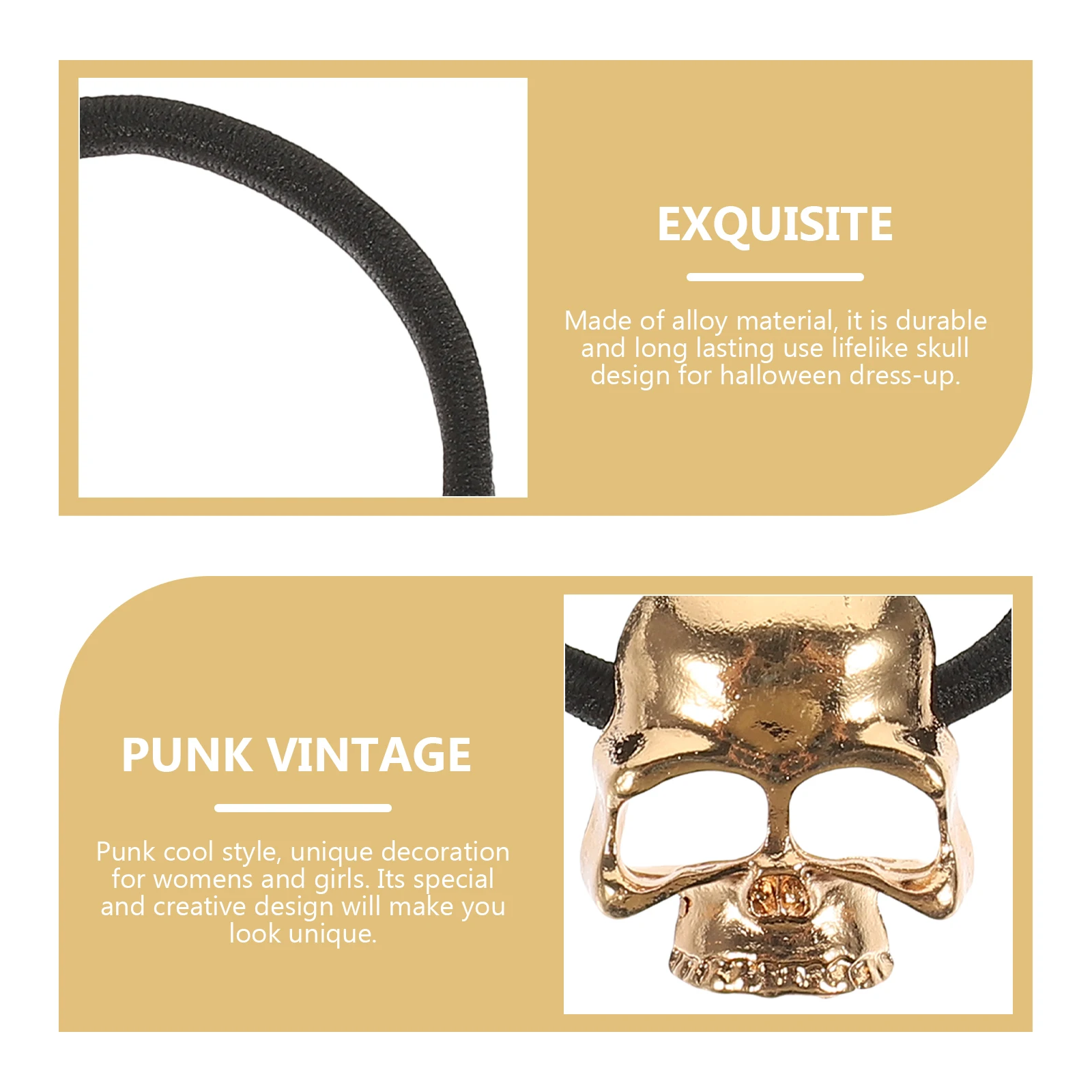 

8pcs Metal Skull Hair Bands Durable Alloy Punk Style Unique Accessories for Women Girls Halloween Costume Parties Elastic Ties
