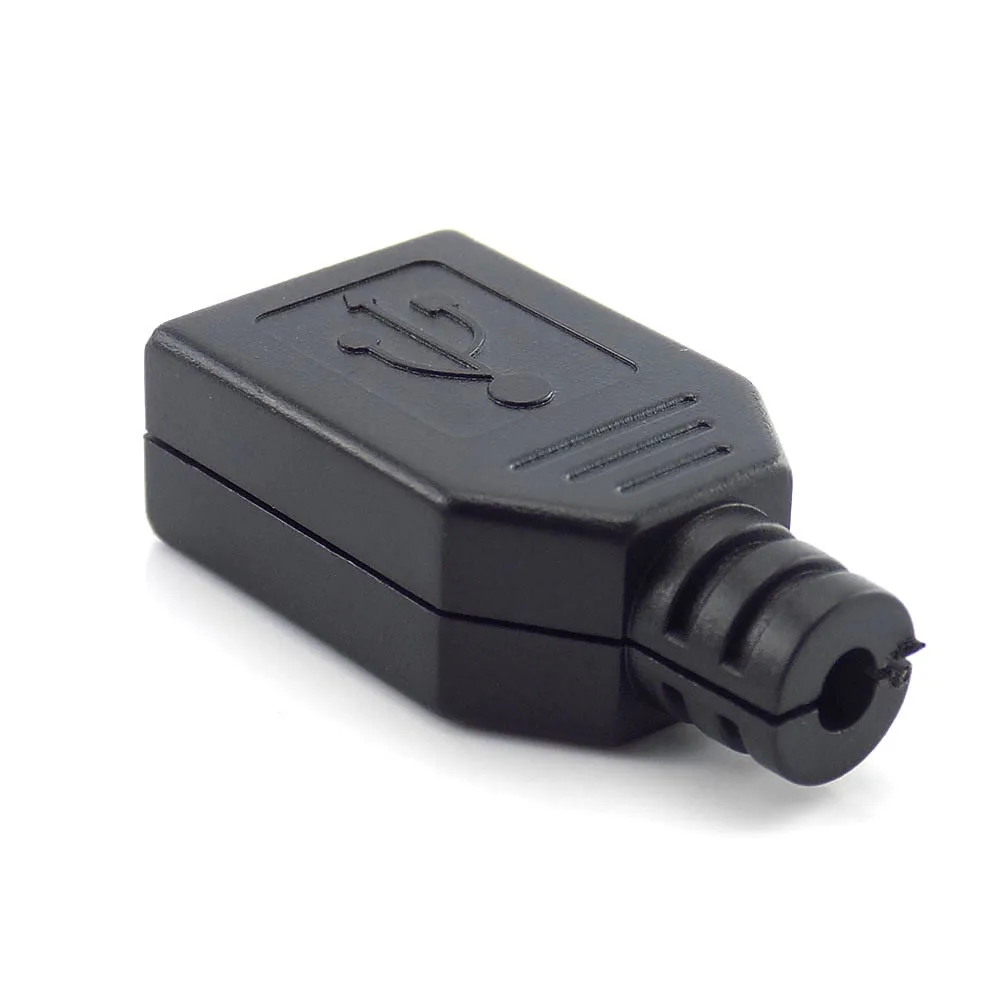 10pcs USB Connector Type A Female USB 2.0 4 Pin Adapter Socket Solder With Black Plastic Cover DIY Connector Plug