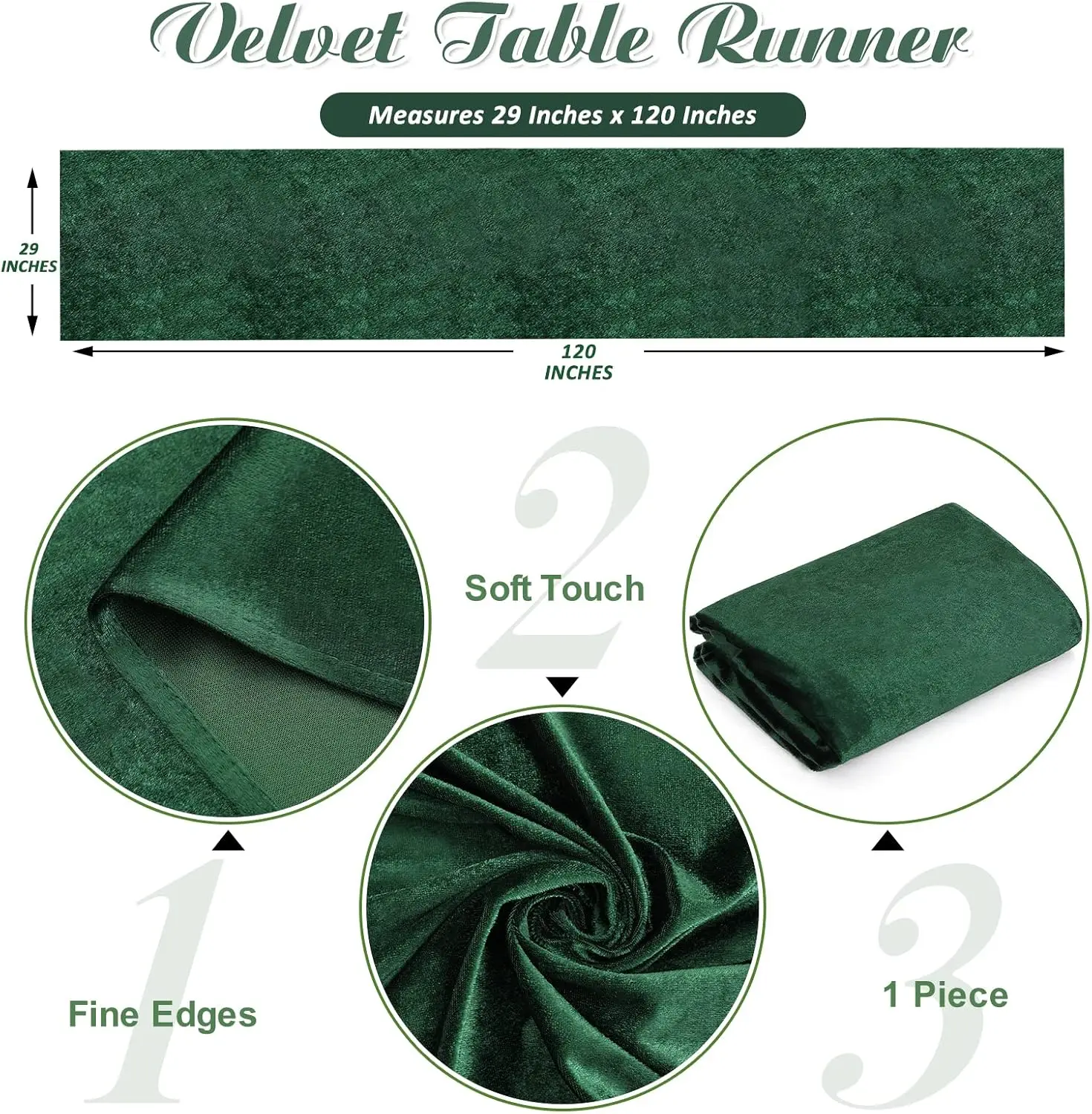 Chrismas Velvet Table Runner Emerald Green Tablecloth Wedding Baby Bridal Shower Party Farmhouse Dining Kitchen Holiday Decor