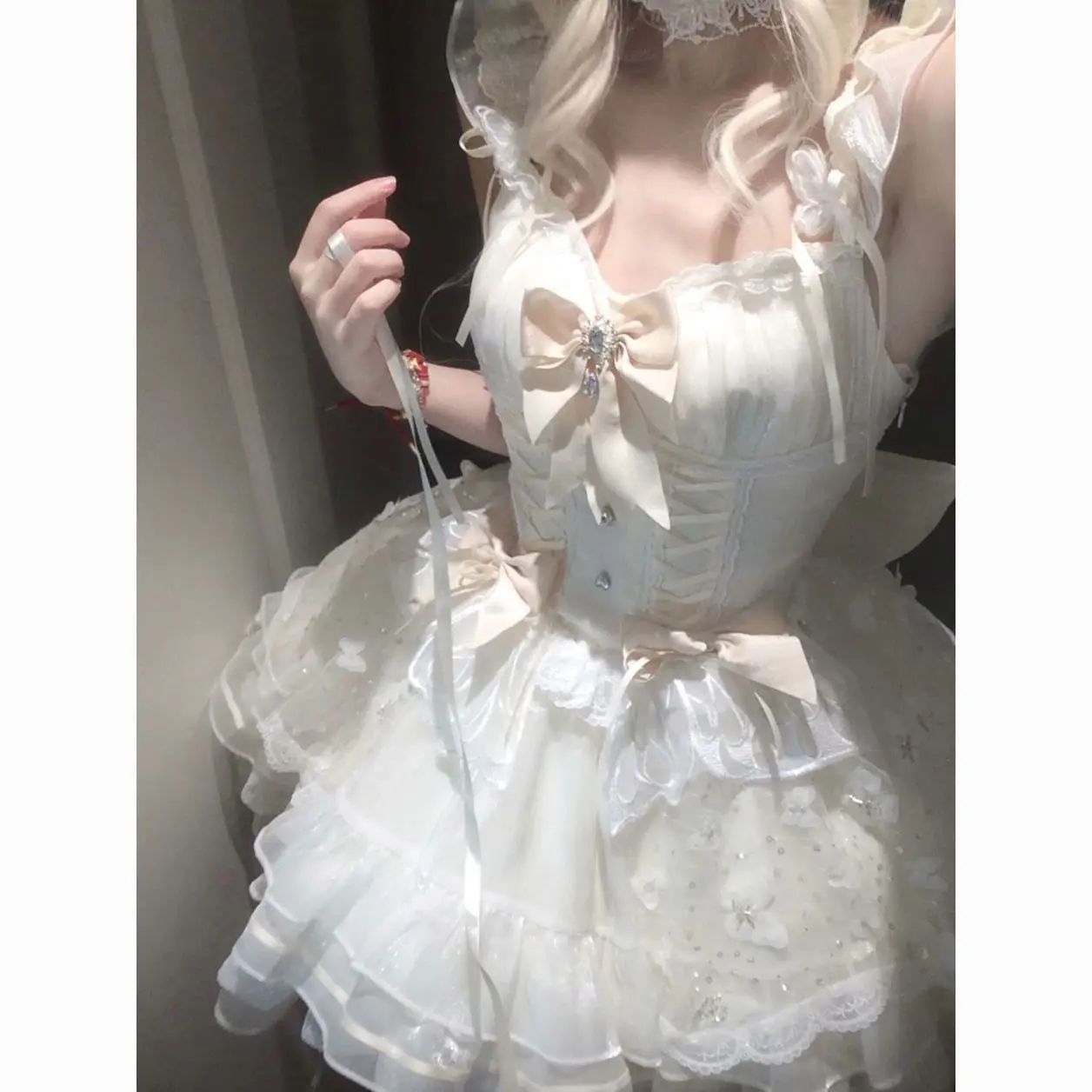 

Japan Genuine Yellow Lolita Trailing Bow Wedding Short Sleeve Op Dress 2024 New High Quality