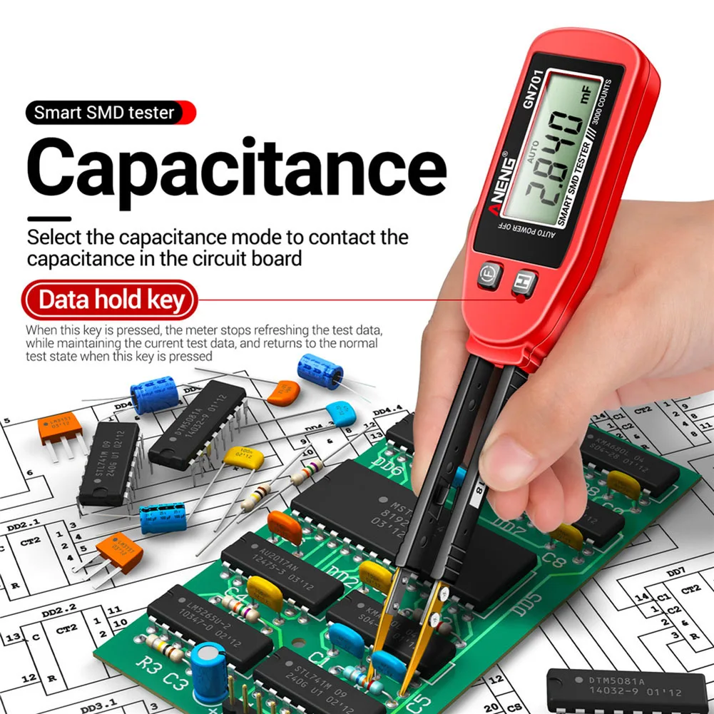 GN701 Digital Intelligent Tester Set LCD Display Capacitor Resistance Continuity Diode Tester Kit Test Chip Component Device Set