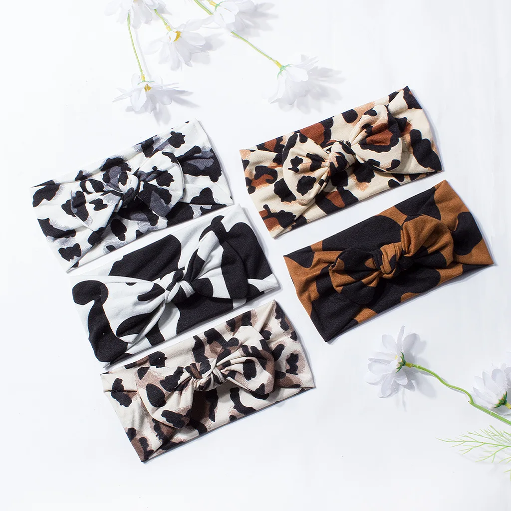 

Детский платок с леопардовым принтом Astique, банты для новорожденных девочек, повязка на голову ручной работы, эластичная повязка для волос, тюрбан, аксессуары для волос для малышей