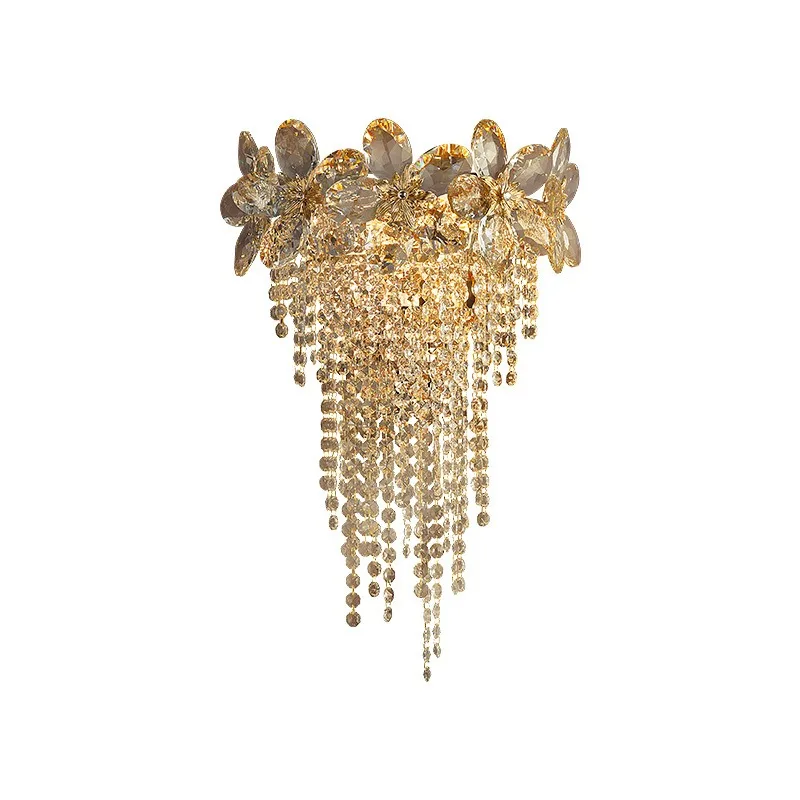 

Living room background wall crystal wall lamp new light luxury French warm romantic bedroom bedside wall lamp