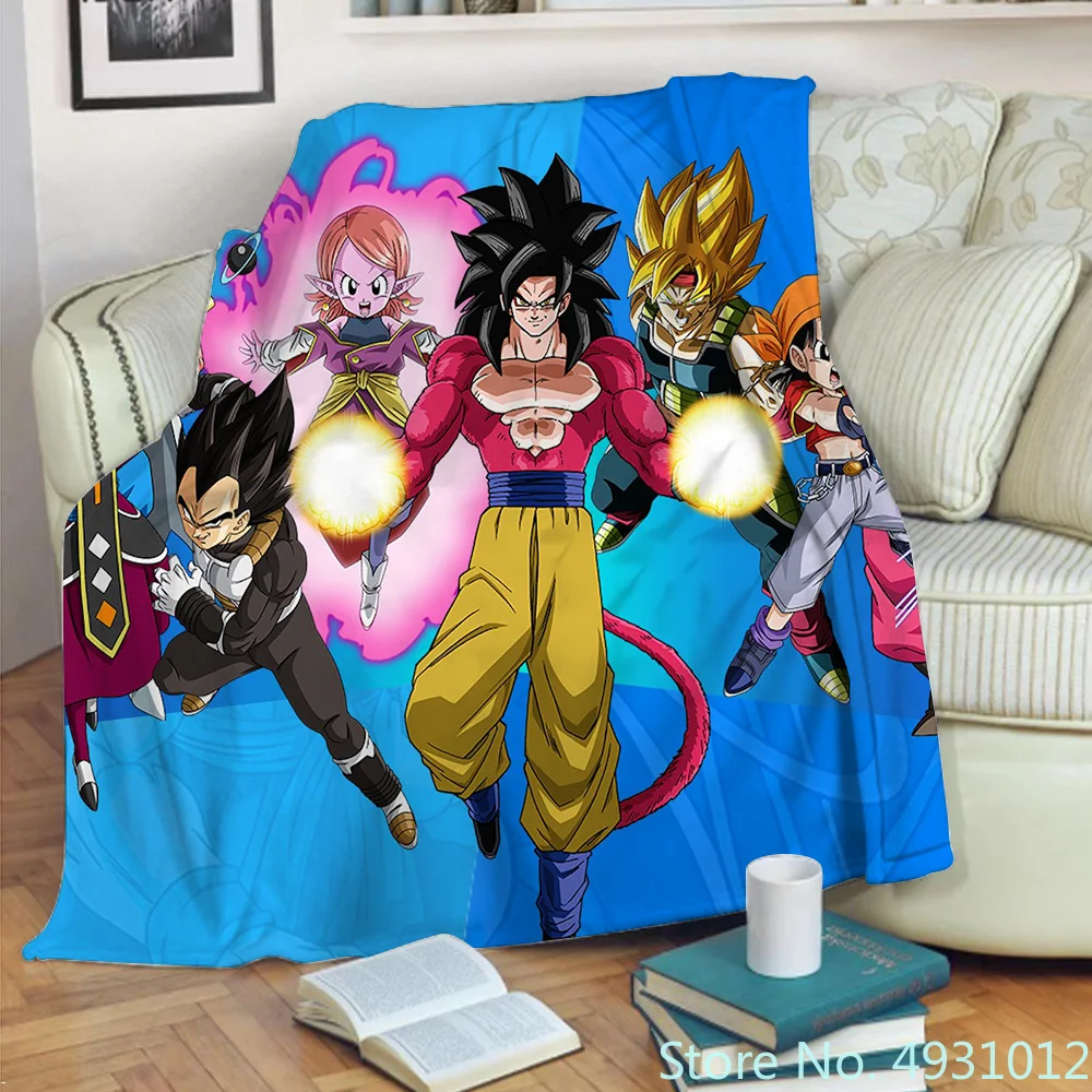 Hot Anime Dragon Ball Super Saiyan 3D Blanket Throw for Bed Sofa Fleece Nap Blankets Boys Girls Children Kids Christmas Gift