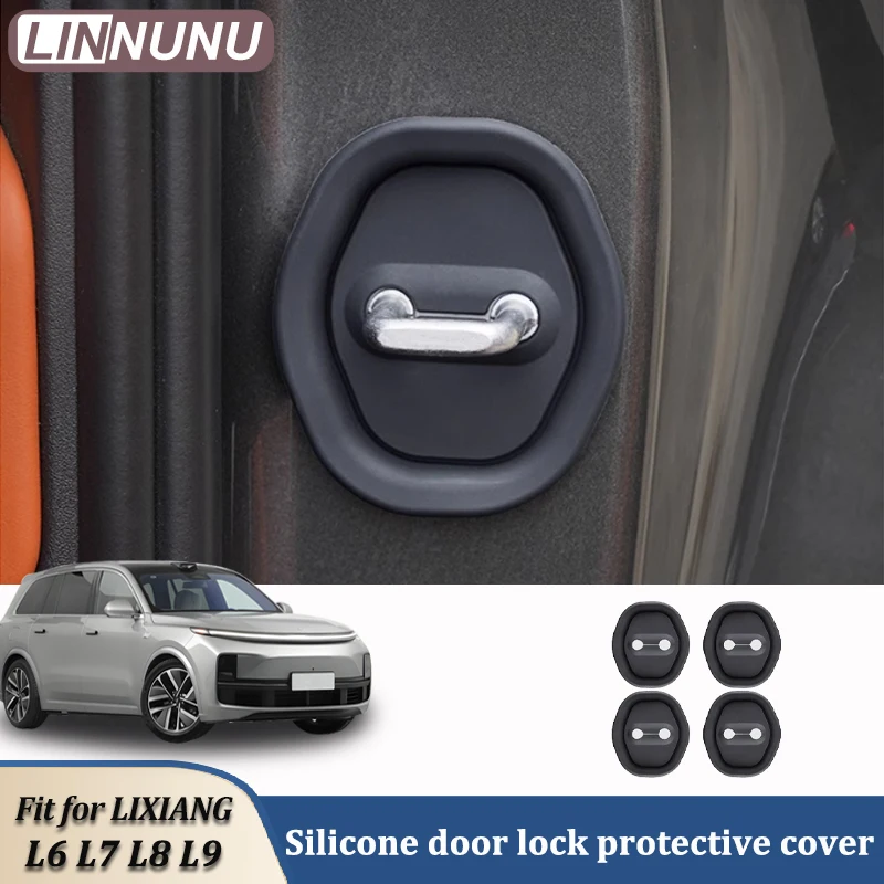 Linnunu Fit for Lixiang L6L7L8L9 Car Decoration Supplies Car Door Lock Cover Silicon Buffer Pad Shock-Absorbing Protective Cover Silicone Door Lock Protective Cover All-Inclusive Anti-Scratch and Anti-Rust