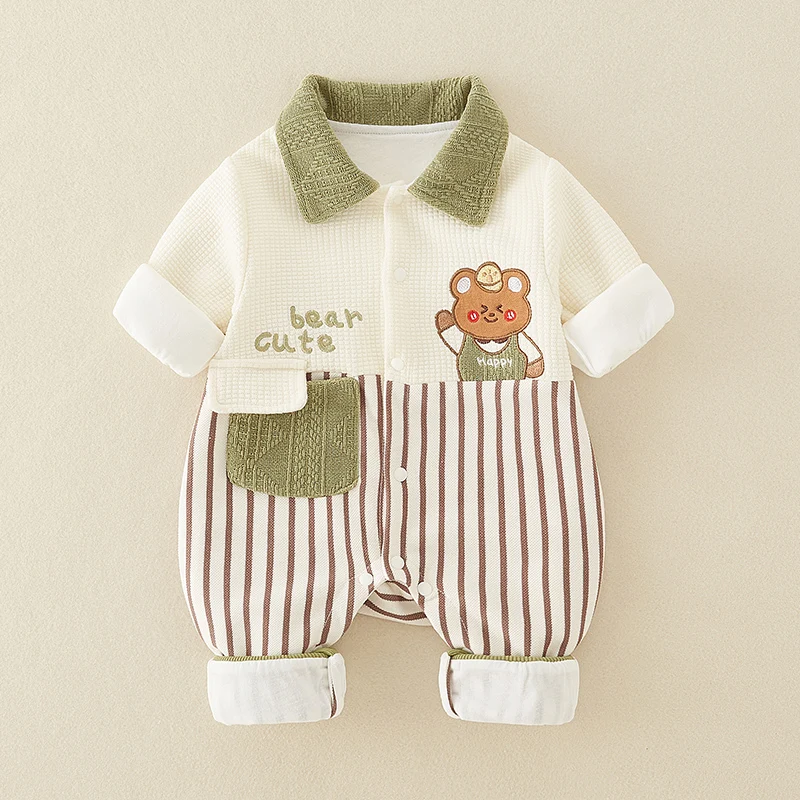 

Spring Autumn Baby Rer Long Sve Outfit for 0-3 Months Boys Cling Clothes Cartoon Print High Waist Long Pants