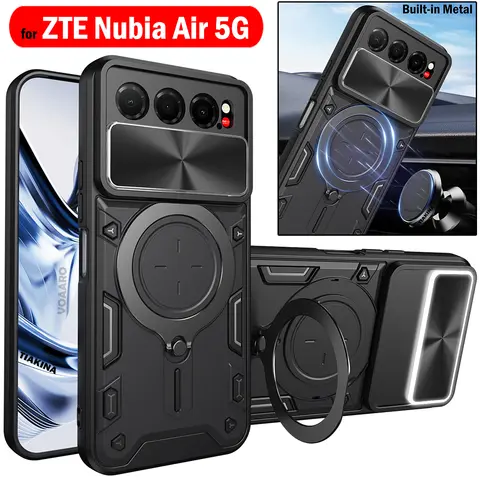 Slide Lens Funda for ZTE Nubia Air Case for ZTE nubia Air 5G Armor Case Magnetic Ring Kickstand Holder Shockproof Back Cover