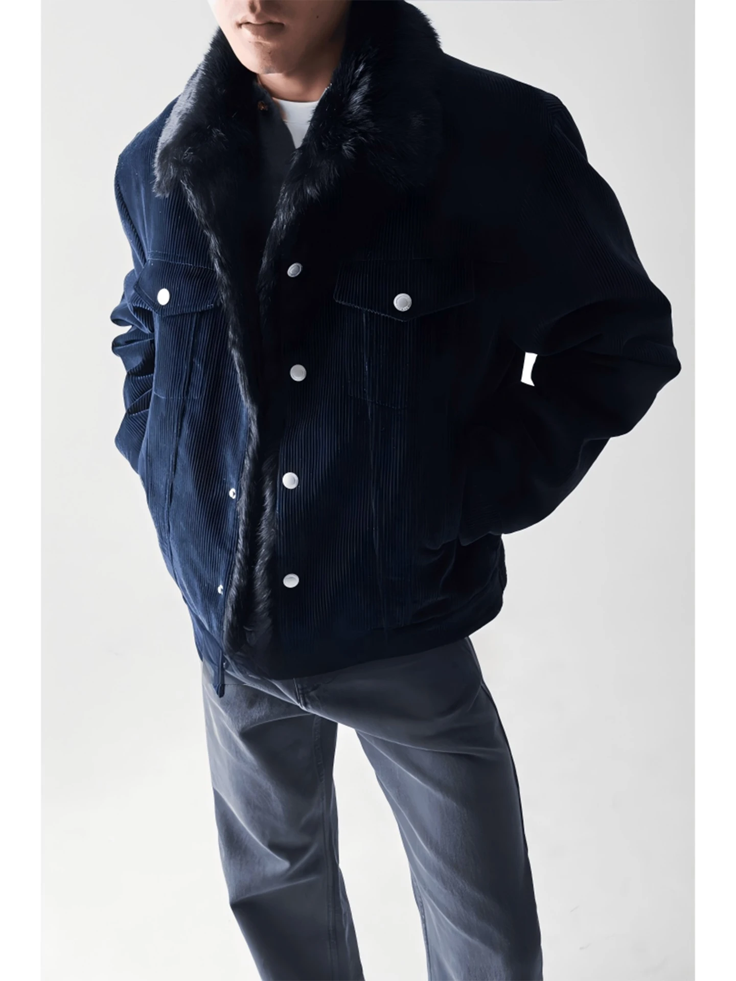 

Американское ретро-пальто из двусторонней искусственной меховой кожи для мужчин, осенне-зимнее, утепленное, рабочая одежда, цельное изделие из кроличьей кожи