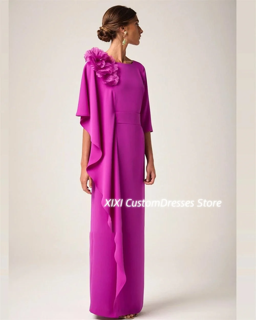 

Customized Dubai Luxury فساتين سهرة Yellow Scoop Neckline Flowers Floor-Length Cap Straps Formal Occasion Dresses Zipper Up Prom