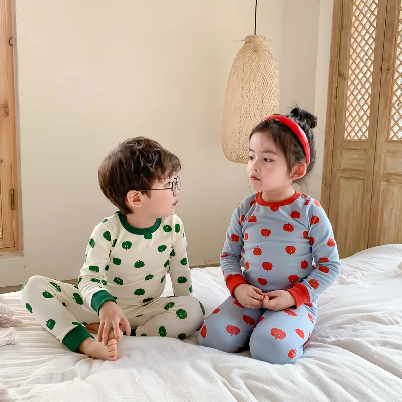 

Children's underwear set Thin autumn boys and girls loungewear baby long johns medium and children's close-fitting pajamas