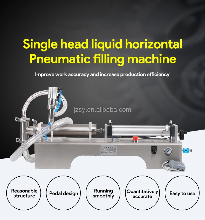 Single Heads Pneumatic Liquid Filling Machine Semi Automatic Quantitative Fruit Juice Beverage Piston Filler 10-100ml