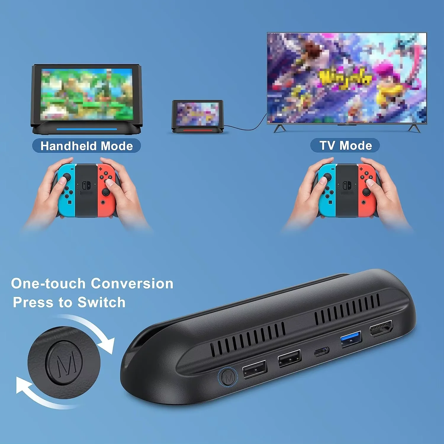 LinYuvo TV Dock Station KD13 for Switch/OLED,Portable 4K FHD TV Dock Adapter with USB 3.0 Port and USB C Charging