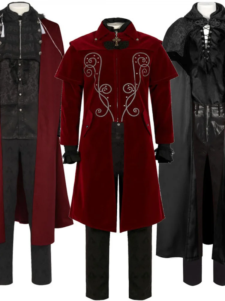 طقم سراويل معطف خلفي من عصر النهضة irt زي القراصنة الشرير فارس الأمير أداء الهالوين مصمم خصيصًا للرجال طويل Sve Bl... #1