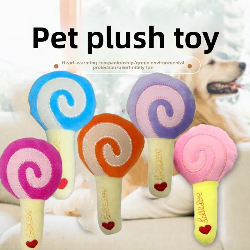 

Cute Lollipop Pet Toy Candy Plush Toy Dog Sound Accompanying Play Pet Toy Supplies