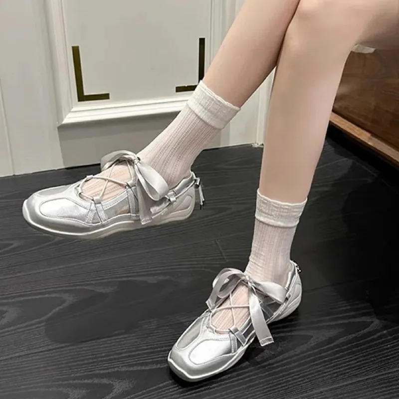 2024 New Bow Ballet Flat Bottom German Training Dance Shoes Casual Versatile Single Shoes For Women