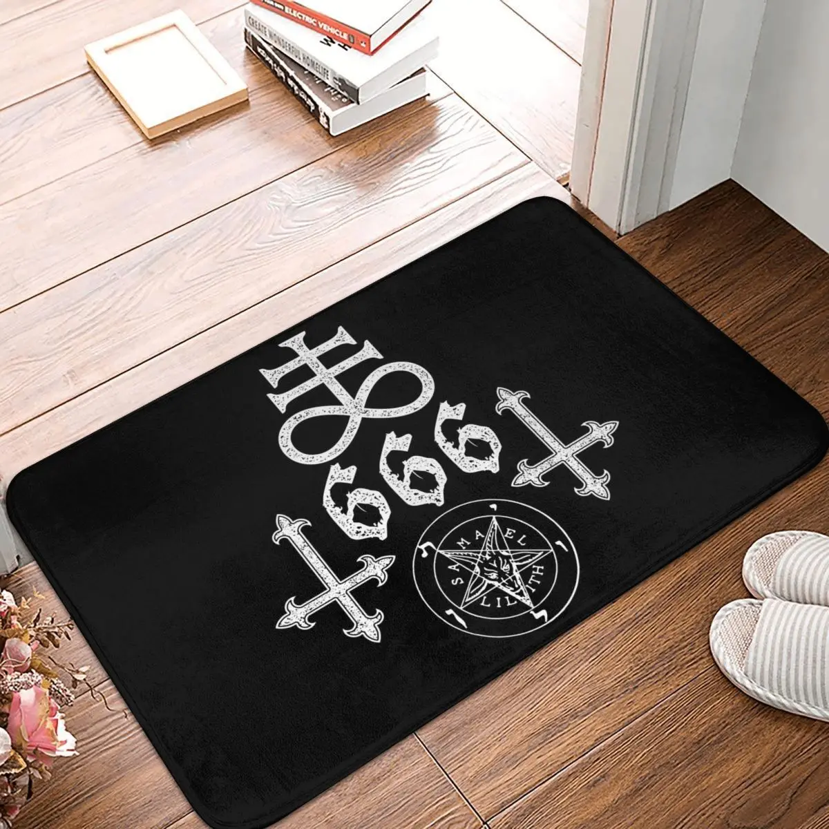 Leviathan Cross Satan 666 Baphomet Satanic Symbols Doormat Rug Carpet Mat Footpad Front Room Corridor Kitchen Bedroom Balcony