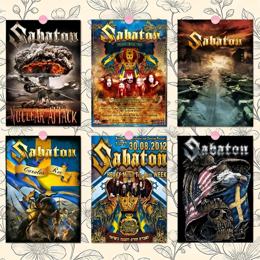 S-Sabaton Metal Band Album Covers Poster Matte Self-Adhesive Wall Art Print Living Room Bedroom Home Decor