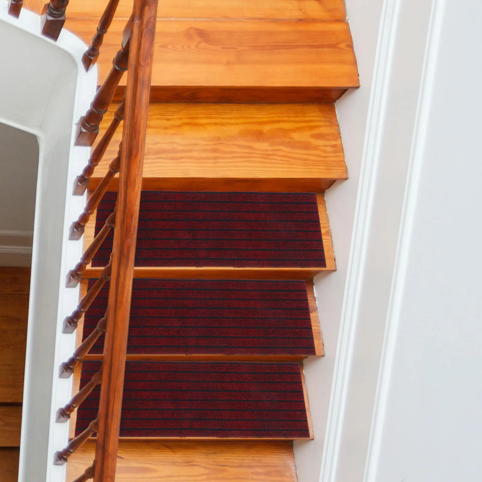 

2pcs Non-Slip Treads For Wooden Steps 26X75Cm Soundproof Anti-Skid Tread Pads Indoor Use Spiral Friendly Carpet Stair Treads