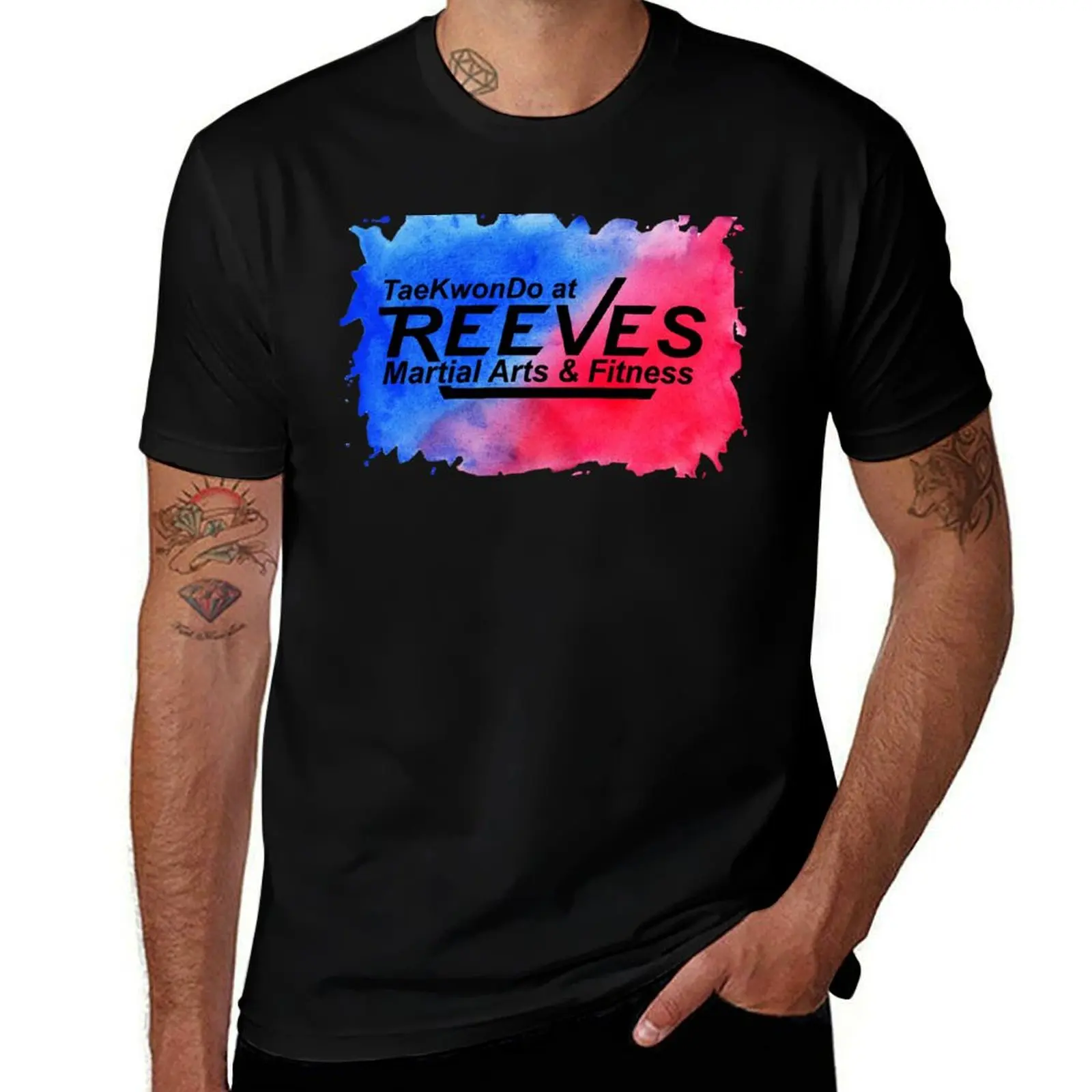 Blue Red Taekwondo Splash T-Shirt Urban Casual Loose Fit Tee T-Shirt